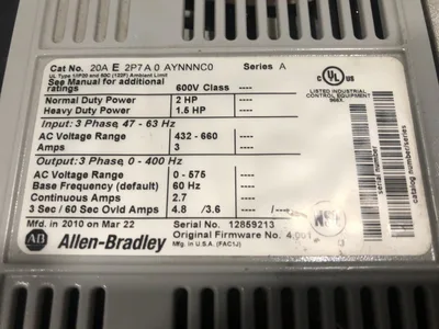 Allen Bradley 20AE2P7A0AYNNNC0 Powerflex 70 2 Hp AC Drive VFD