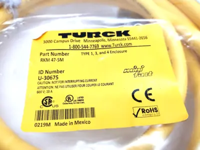 New | in-Stock TURCK U-30675, RKM 47-5M Cable & Wire | Maverick Industrial Sales #1106030
