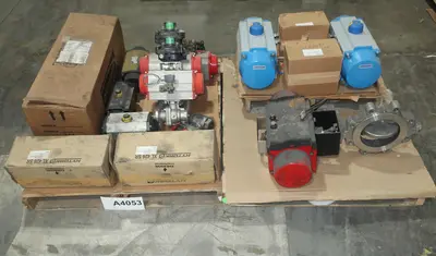 2 PALLETS OF ASSORTED ACTUATORS, JAMESBURY, HYTORK, DRESSER, ALLEN SHERMAN- HOFF, TRIAC CONTROLS