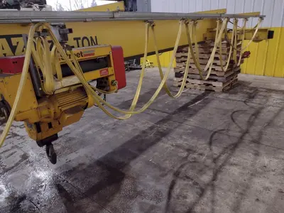 7.5 TON x 27' DESHAZO SINGLE GIRDER TOP RUNNING BRIDGE CRANE WITH STREET UNDERSLUNG HOIST: YOBRO 24991