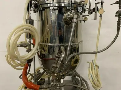 USED BIOLAFITTE 63 LITER STAINLESS STEEL JACKETED BIOREACTOR MAX WORK PRESSURE 2 BAR