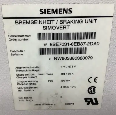 USED Siemens 6SE7031-6EB86-2DA0