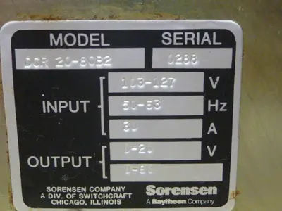USED SORENSEN DCR 20-80B2