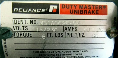 NEW RELIANCE ELECTRIC M51A0626-QW BRAKE 115/230V M51A0626QW