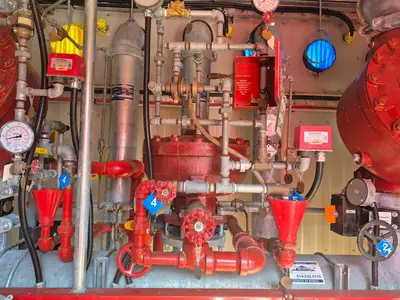 Containerized Foam Fire Suppression System w/ Deluge Valve, Potter Controls & Piping Manifold