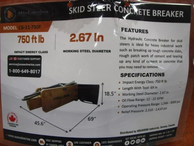 Wolverine Skid Steer ZW-750 Concrete Breaker