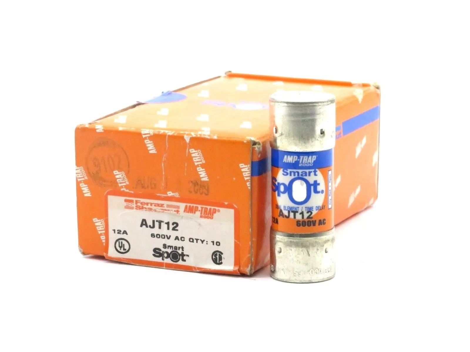 10 NEW FERRAZ SHAWMUT AJT12 FUSE 12 AMP 600 V TIME DELAY