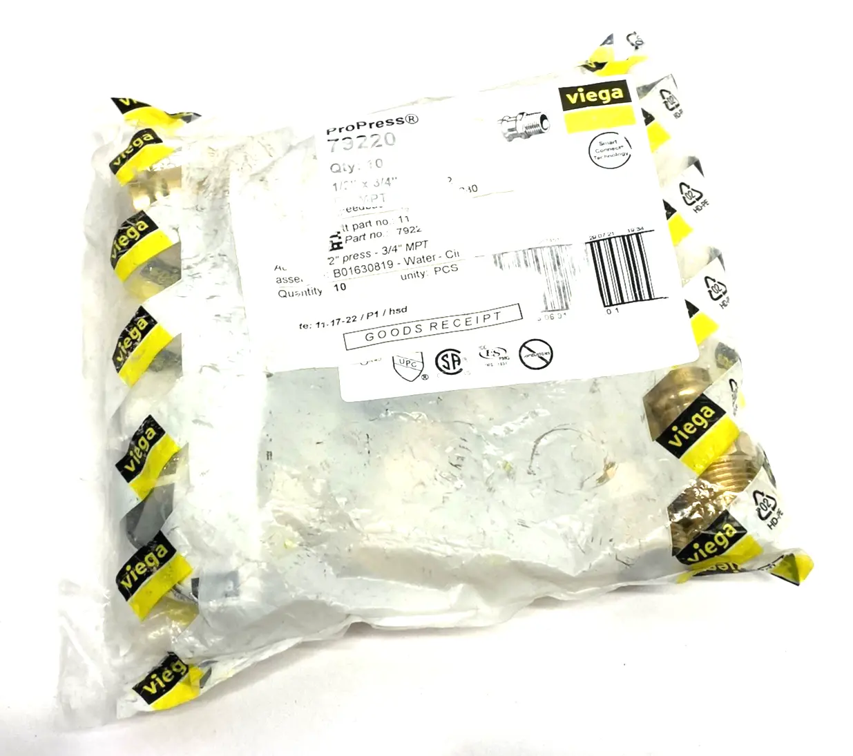 New | in-Stock Viega ProPress Adapter, P x MPT - Model 2911ZL Smart Connect 10-PACK Plumbing Equipment Michigan US | Maverick Industrial Sales #1483243