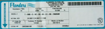 NEW FLANDERS T-00B-C-02-05-IU-X1-00-Z88350B FILTER 24 x 24 x 11.5