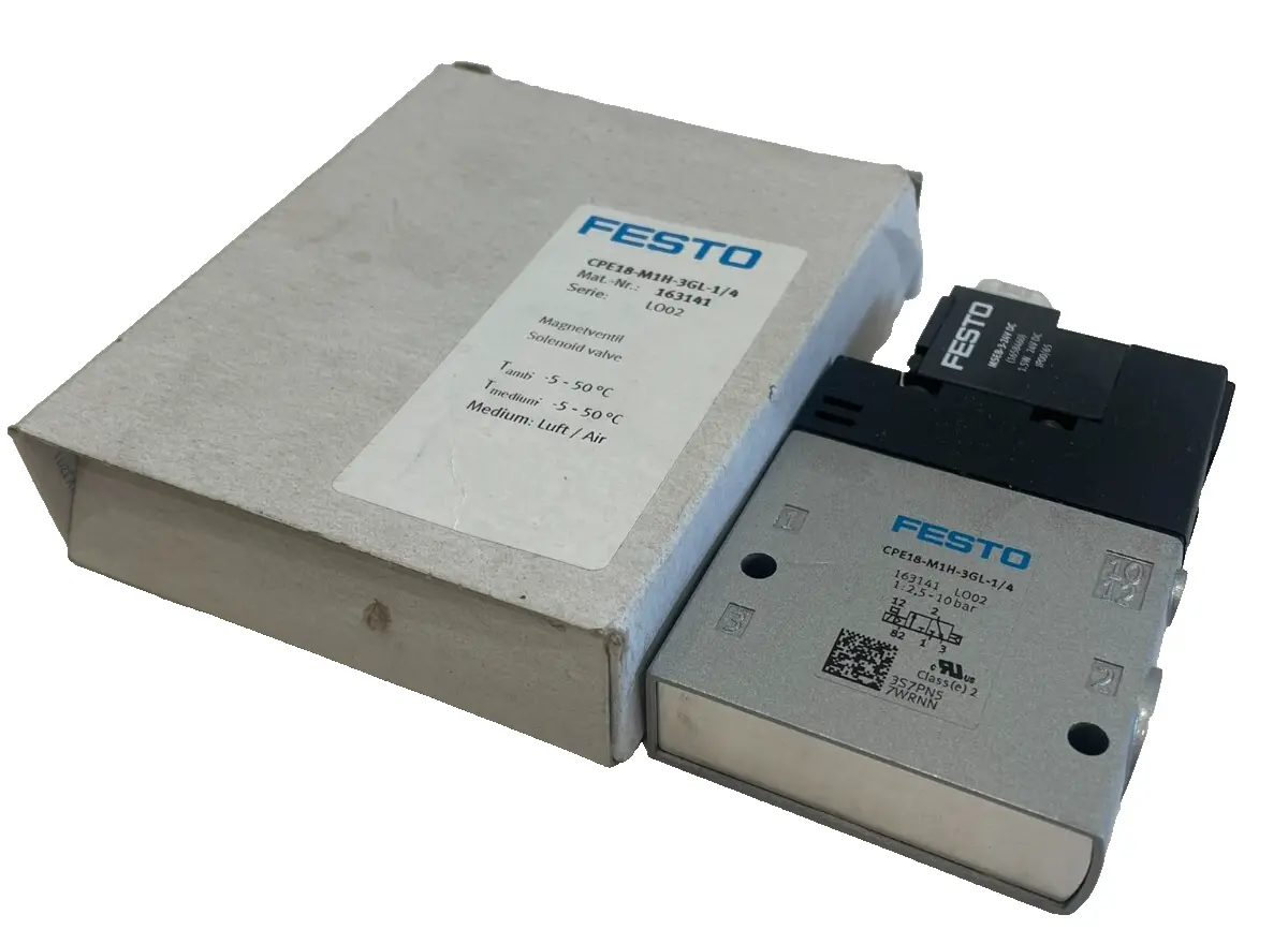 NEW FESTO CPE18-M1H-3GL-1/4 SOLENOID VALVE 163141 CPE18M1H3GL14