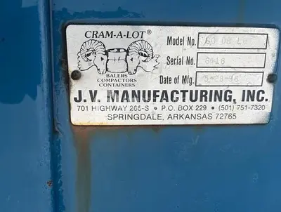USED JV MANUFACTURING DBR-60-LU VERTICAL BALER