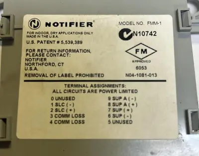 Used NOTIFIER FMM-1 Misc Electrical & Power Parts | Surplus Asset Holdings #1216415