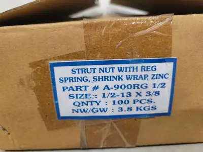 1/2-13 x 3/8" Strut Nut w/ Regular Spring A-900RG 1/2 (Box of 100)