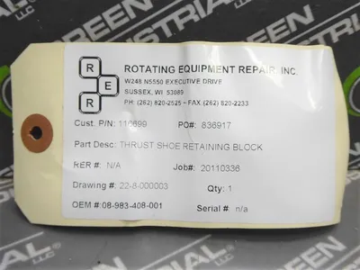 Unbranded Thrust Shoe Retaining Block 08-983-408-001 Used