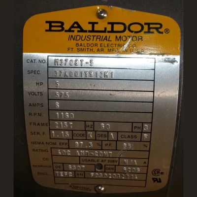 Baldor 5 HP Industrial Motor