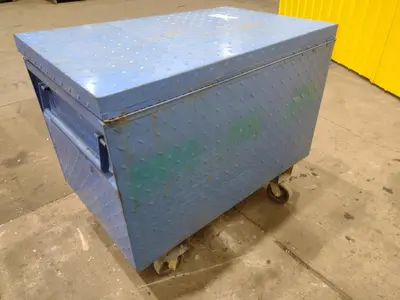 61" X 31" x 39" BLUE STEEL PORTABLE JOB BOX: STOCK 20055