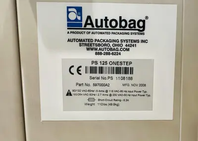 USED 2008 AUTOMATED PACKAGING SYSTEMS PS-125 ONESTEP BAGGER