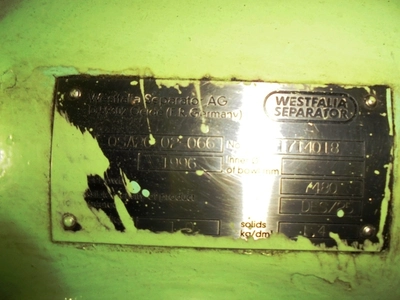 (2) Westfalia OSA 20-02-066 lube oil purifiers, SS.