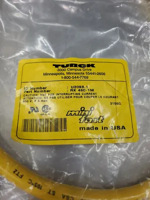 Turck RK 46C-1M (Id#.U2098-1) Minifast Molded Cordset. 5A-12