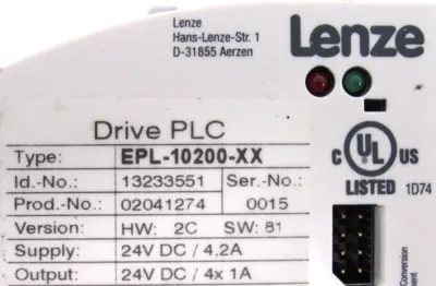 USED LENZE EPL-10200-XX OPERATOR MODULE EMF2103IB EPL10200XX