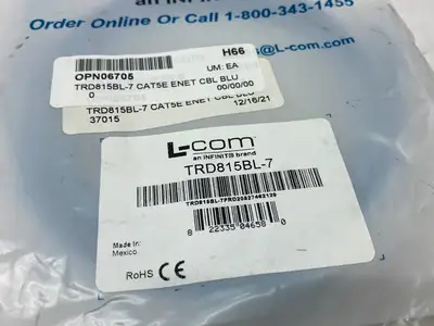 NEW L-COM ETHERNET PATCH CABLE CAT5E 7.0FT