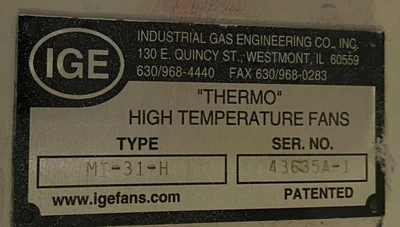 IGE MI-31-H 15HP HIGH-TEMP FURNACE BLOWER