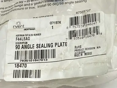 New | in-Stock Hoffman Sealing Plate Kit 90-Degree Angle Lay-in 4" X 4" 18470 Misc Electrical & Power Parts Michigan US | Maverick Industrial Sales #1402282