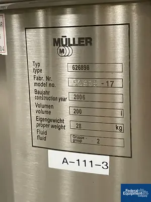 USED Muller Muller Drum Emptying System, Type FD, S/S