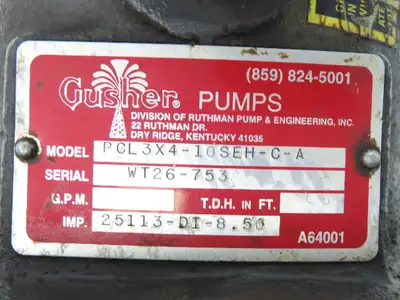 Gusher PCL3X4-10SEH-C-A Cast Iron Centrifugal Pump 3"x 4" Flanged 8.5" Impeller
