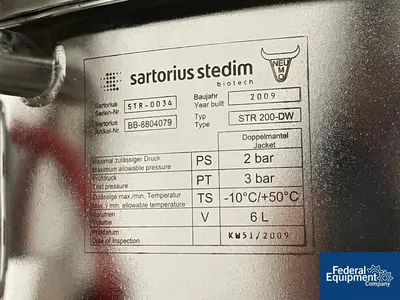 USED Sartorius 200 Liter Sartorius BioSTAT CultiBag BioReactor, Model STR 200-DW