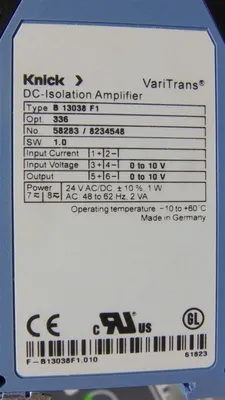 Knick B 13038 F1 VariTrans DC Isolation Amplifier Module Used