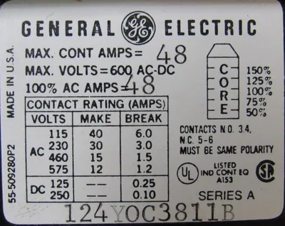 NEW GENERAL ELECTRIC 124Y0C3811B TIME DELAY RELAY