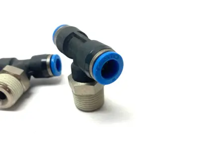 USED FESTO PUSH-IN RUN TEE FITTING 3/8" THREAD 8MM TUBE
