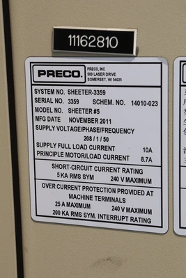 USED PRECO NO. SHEETER #5