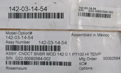 NEW ROSEMOUNT 142-03-14-54 CONDUCTIVITY SENSOR 142031454