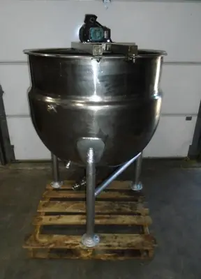 Used Stainless Steel Steam Jacketed Kettle with Top Mounted Agitation