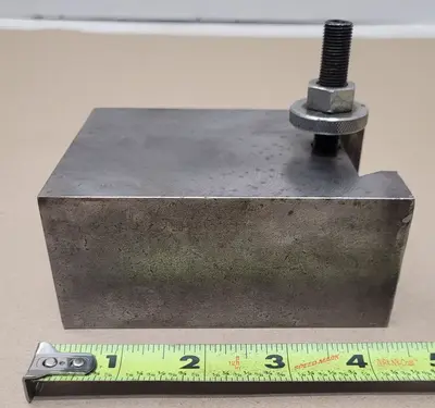 LATHE TOOLING QUICK CHANGE TOOL POST HOLDER 1" BORE, 2.25" WEDGE, 4.5"L X 3.5"W X 2"H.