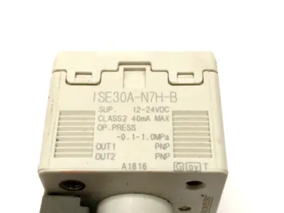 ISE30A-N7H-B | SMC  Digital Pressure Switch w/ Cable 4-Pin M8 Connector 12-24VDC - Used