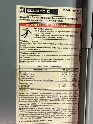 USED SQUARE D 8536SCOH200S