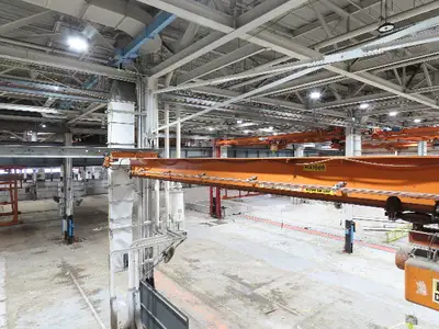 Cleveland Tramrail P&H 4 Ton Single Girder Underhung Bridge Crane 45' 10" Span
