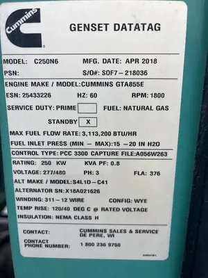 USED 2018 CUMMINS C250N6