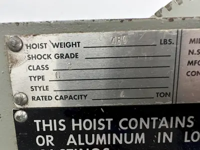 4 TON BUDGIT UNDER HUNG CHAIN HOIST. STOCK #0310922