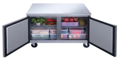 New | in-Stock Dukers New Dukers DUC36F 2-Door Undercounter Freezer in Stainless Steel Undercounter Freezers Illinois US | Falcon Restaurant Supply #1375117