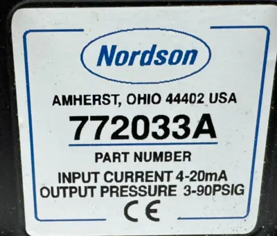 USED NORDSON 772033A PRESSURE TRANSDUCER 4-20mA 3-90PSIG