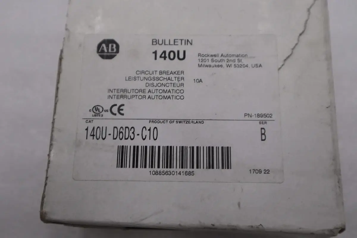 NEW Allen Bradley 140U-D6D3-C10 Molded Case Circuit Breaker STOCK H521A