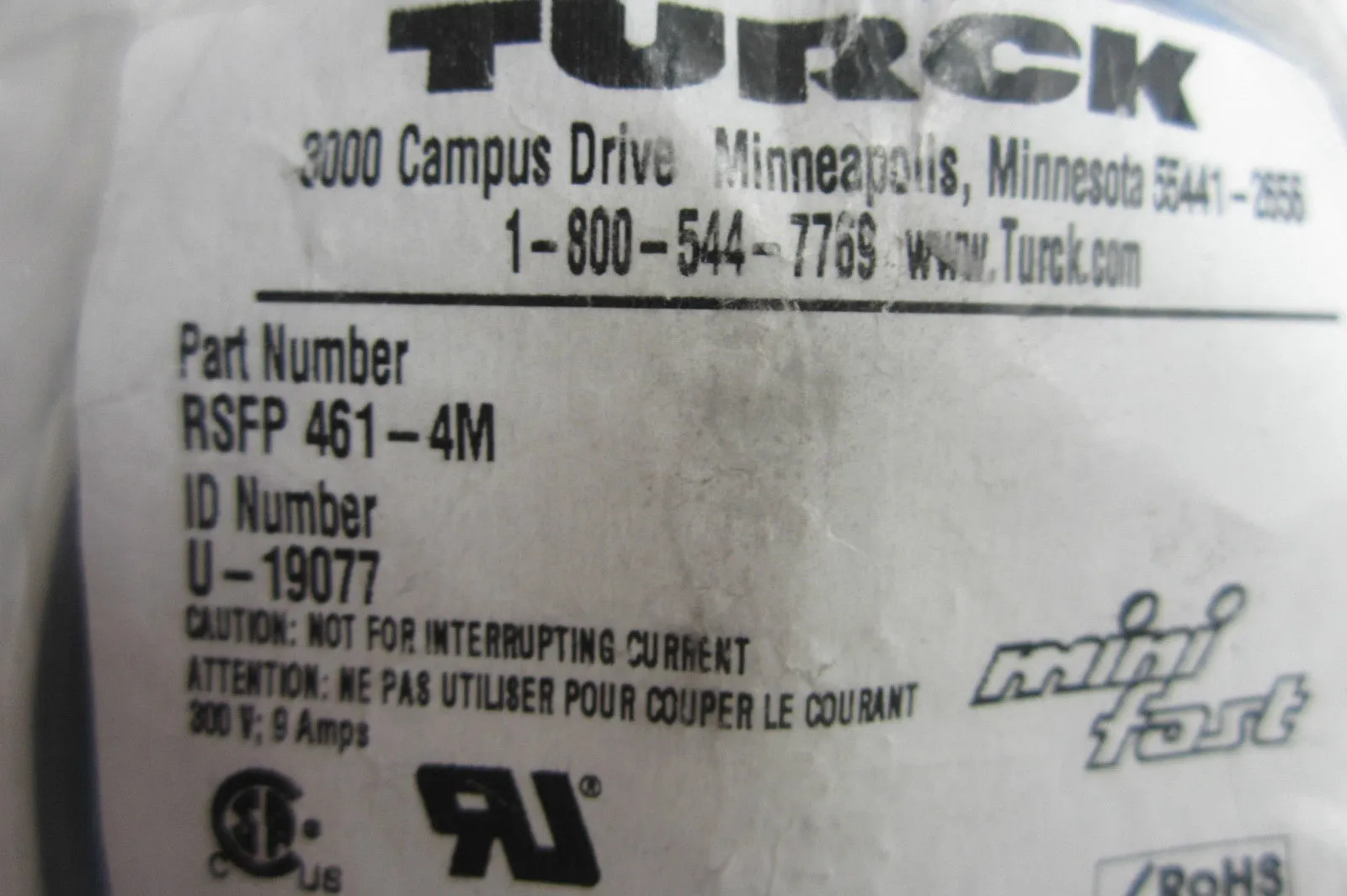NEW TURCK ELEKTRONIC RSFP 461-4M CORDSET RSFP4614M