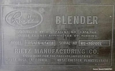 Used RIETZ RS-28-K5408 Ribbon Blenders Illinois US | Aaron Equipment #1287114