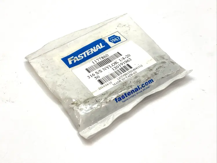 New | in-Stock Fastenal Nylon Insert Lock Nut Stainless Steel 1/4"-20 PACK OF 50 Nuts & Screws Michigan US | Maverick Industrial Sales #1487414
