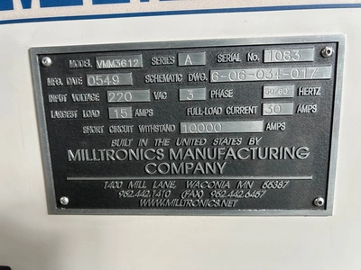 3 HP MILLTRONICS Vertical Mill