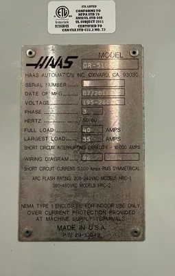 USED 2011 HAAS GR-510